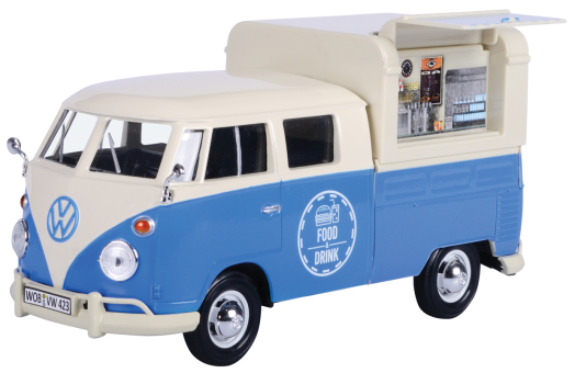 T1 Foodtruck Modellauto 1:24, T1, Blau/Weiß