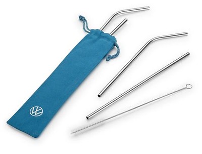 Trinkhalm-Set, Edelstahl, 4 Stück mit Reinigungsbürste, Universum California Kollektion