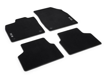 Textilfußmatten vorne und hinten, Premium mit Schriftzug, Schwarz, Linkslenker