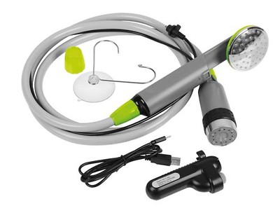 Mobile Dusche	 Akkubetrieben, Aufladung per USB